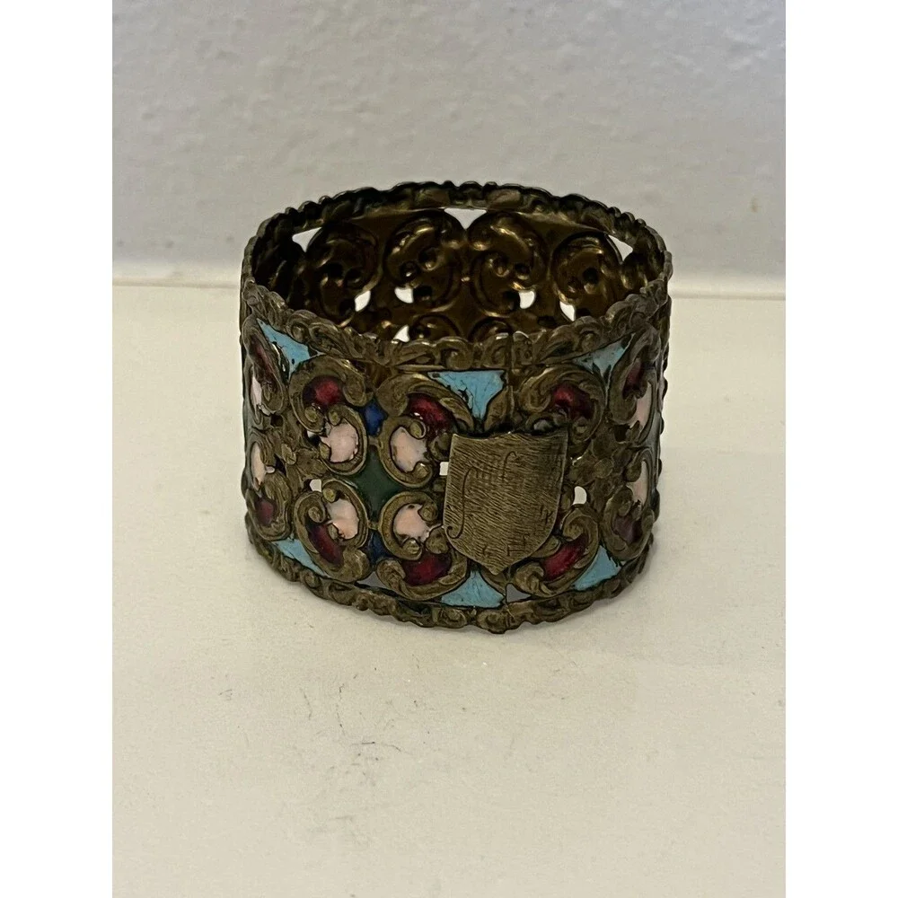 Antique 19th century  French enameled gilt bronze napkin ring